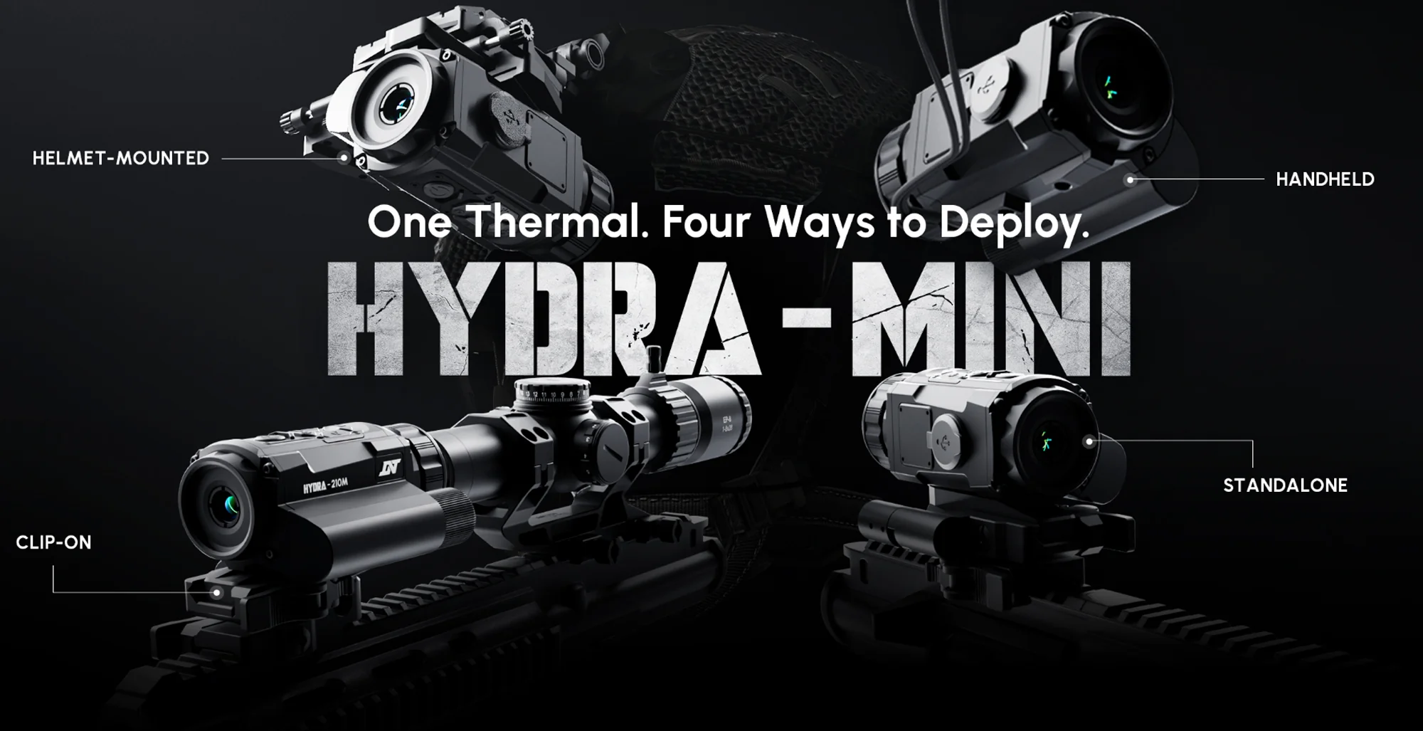 DNT HYDRA-Mini HS210M shown in four deployment configurations